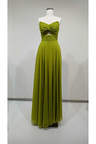 MODA Askısız Neo Yeşil Tül Abiye