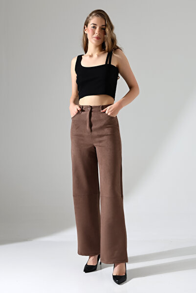 Gugus Women's Trend Suede Palazzo Pant