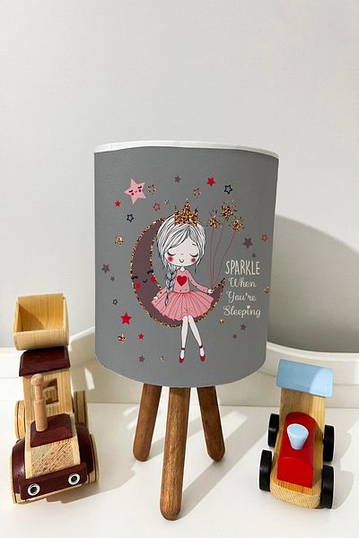 dekomingo GRAY MONTH PRINCESS PATTERNED BABY AND CHILDREN'S ROOM LAMP