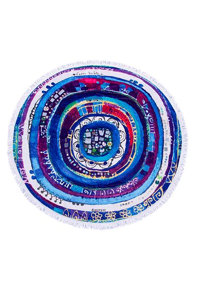 Biggdesign Prosop de plajă rotund cu model de ochi rău, bumbac, microfibră, moale, absorbant de apă