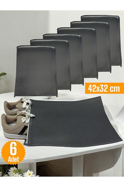 Balkan Room 6 Pieces Anthracite Color Storage Bag - Travel Scribe Multi-Purpose Zippered Suitcase Organizer