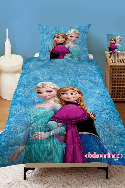dekomingo ELSA AND ANNA BLUE PATTERNED QUILTED CHILDREN'S QUILT AND PILLOW CASE
