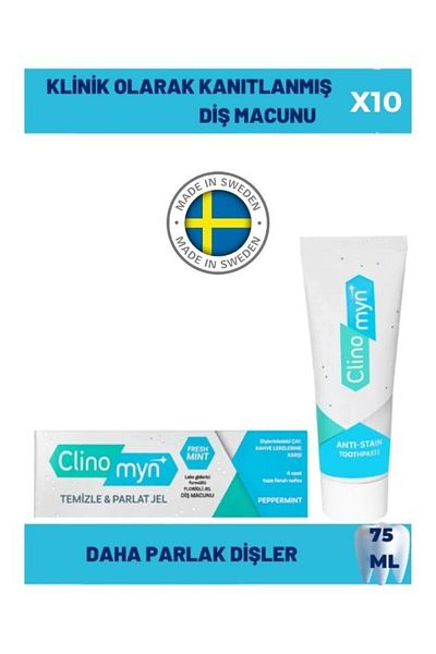 Clinomyn 75 ml X 10 Pieces Fresh Teeth Whitening and Brightening Gel Toothpaste