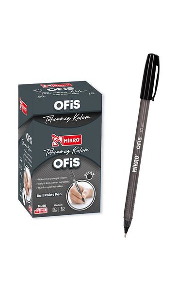 Mikro Set of 10 Black Ballpoint Pens