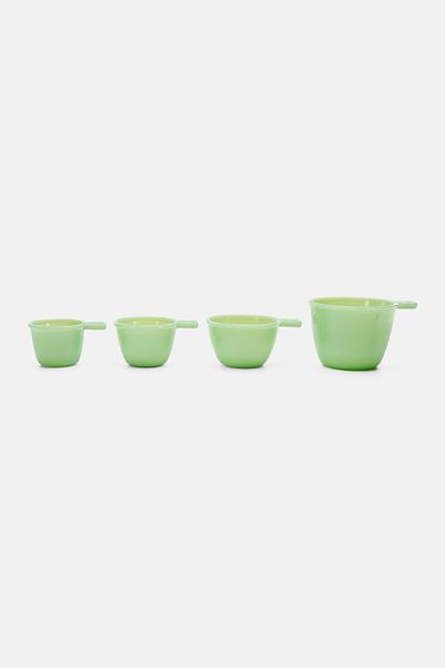 Kitchen Craft Set Of 4 Milk Glass Measuring Cups, Green
