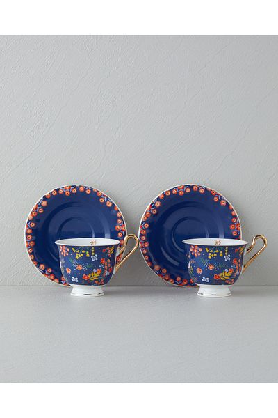 English Home Lavinia New Bonem 4-Piece 2-Person Cup Set - 220 ml Dark Blue