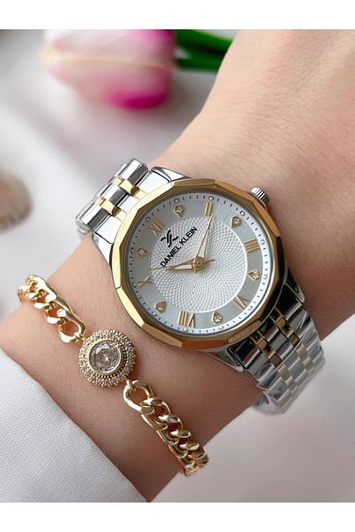 Daniel Klein Steel Band 30 Mt Water Resistant Women's Wrist Watch+Bracelet Bfg.13898.X4