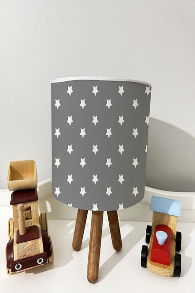 dekomingo GRAY FLOOR STAR PATTERNED BABY AND CHILDREN'S ROOM LAMP