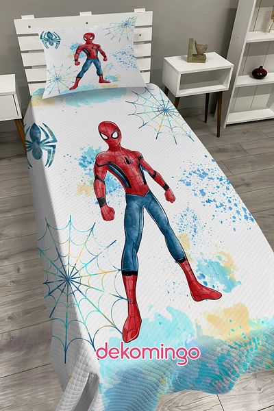 dekomingo Single Spiderman Baby and Child Pique and Pillow Set