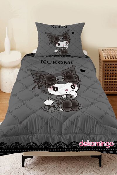 dekomingo Black Lace Kuromi̇ Baby and Children's Room Quilted Quilt