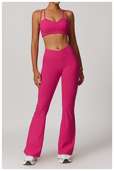 YUNASPORT Kadın Envelope Bel Detaylı İspanyol Paça Spor Tayt