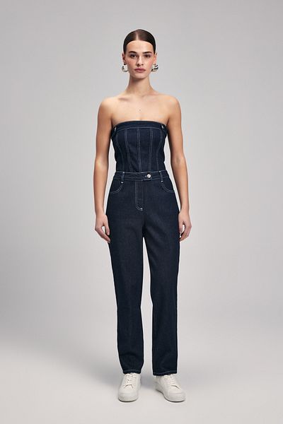 adL Denim Strapless Jumpsuit