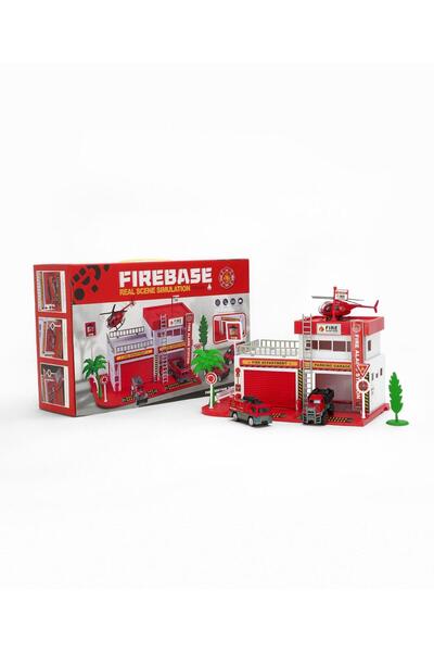 Fab N Funky Firebase Real Scene Simulation Play Set with 1:64 Alloy Car - Red