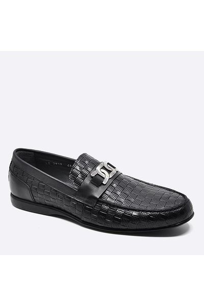 Fosco Black Genuine Leather Loafer - Casual Men's Shoes 2919 392 46