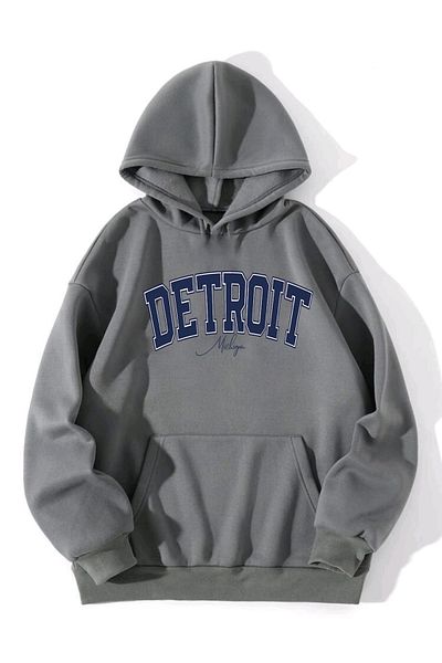 FAVORİST Суичър с качулка и качулка с принт на Detroit