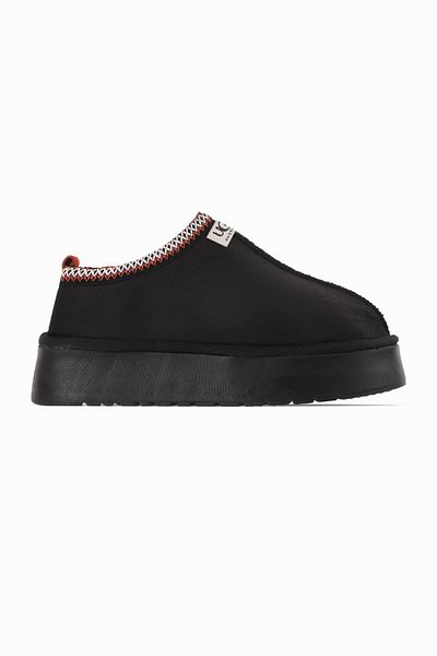 Lal Shoes & Bags Answar Women's Thick Soled Biley Boots with Hairy Stripe Detail - Black