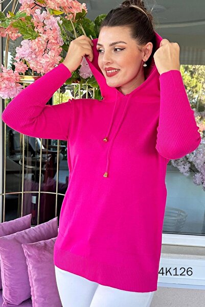 İnce Topuk Hooded Knitwear Blouse 4K126