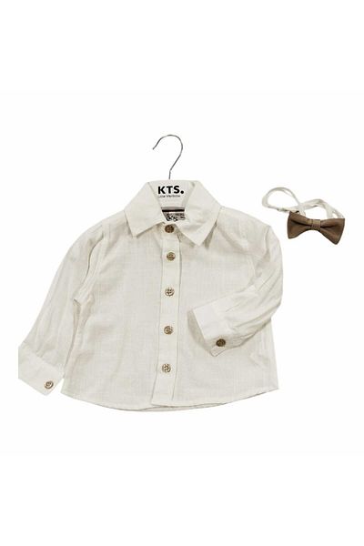 KTS Boy's Lined Jacket Bow Tie Shirt Gabardine Pants 3-Piece Set