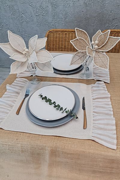 cotton maison Комплект от 2 подложки за хранене с ретро волани - 30x45 см