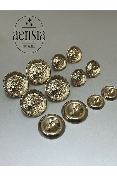 aensia Σετ μεταλλικά κουμπιά με χρυσό χρώμα - Πακέτο 12 (6 μεγάλα + 6 μικρά)