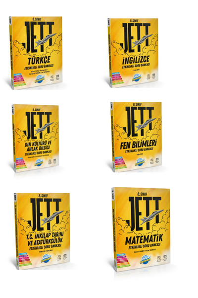 Ünlüler Karması Yayınları ÜNLÜLER YAYINLARI 8.SINIF JETT TÜRKÇE+MATEMATİK+FEN+İNK+DİN+İNG ETKİNLİKLİ SB SETİ(6 KİTAP)