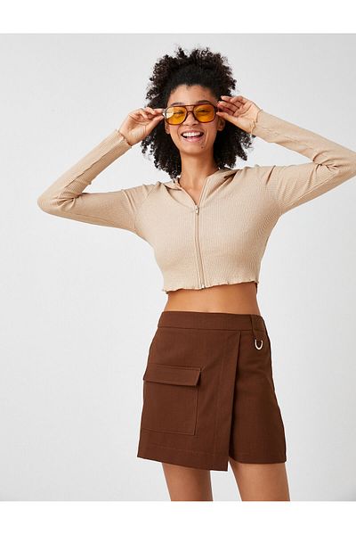 Koton Cardigan crop cu glugă și fermoar