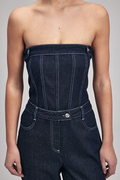 adL Denim Strapless Jumpsuit