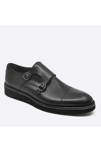 Fosco Men's Black Genuine Leather Casual Shoes - 7605 46