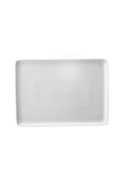 Kütahya Porselen White Tan 27X20 Rectangular Serving-Dressing Plate
