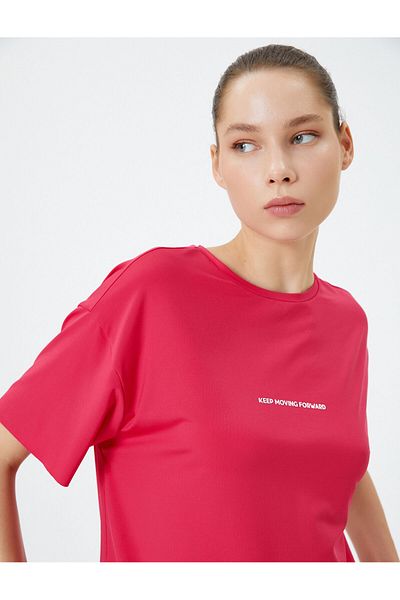 Koton Tricou Sport Lung Mânecă Scurtă Decolteu Crew Croială Relaxată Imprimat
