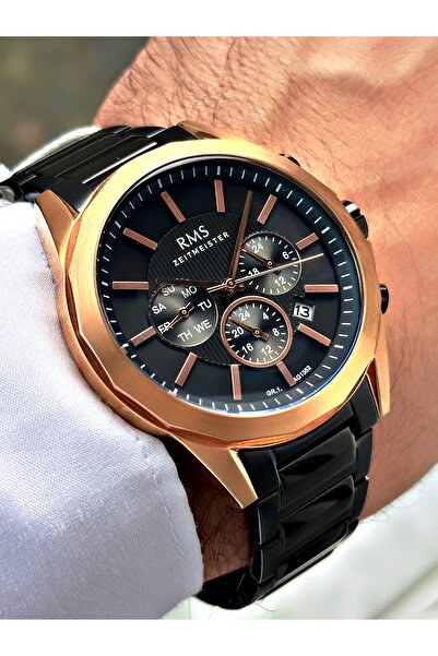 Romanson Function Black-Copper Color Steel Band Steel Case Men's Wrist Watch ...
