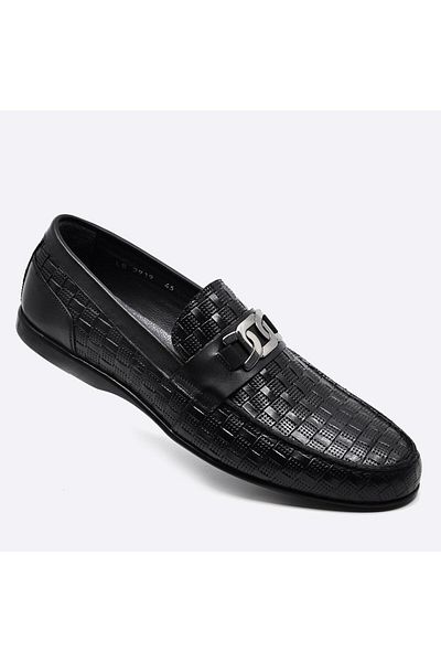Fosco Black Genuine Leather Loafer - Casual Men's Shoes 2919 392 46