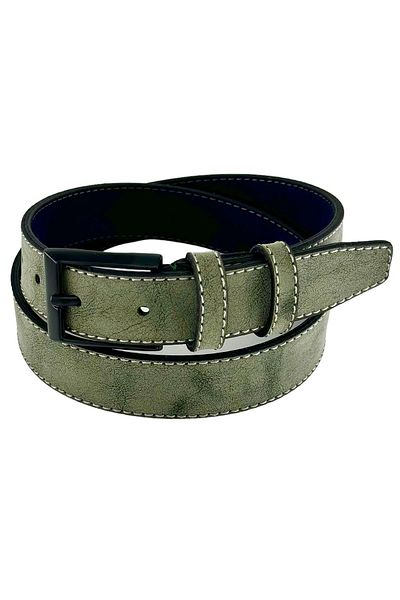 Süzer Deri Green Faux Leather Stitched 3 Cm. Lik Waiter Belt - G10
