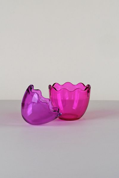 Glore Pink and Purple Magnolia Serving Bowl with Lid