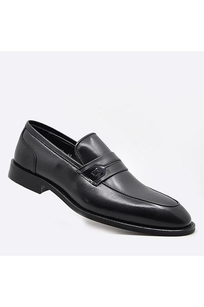 Fosco Black Genuine Leather Men's Casual Shoes - 9958