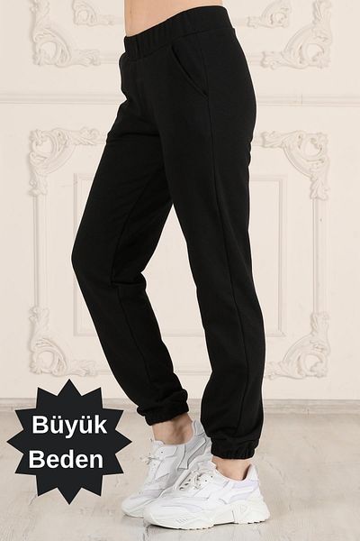 Seamoda Pantaloni de sport negri Jogger cu talie înaltă