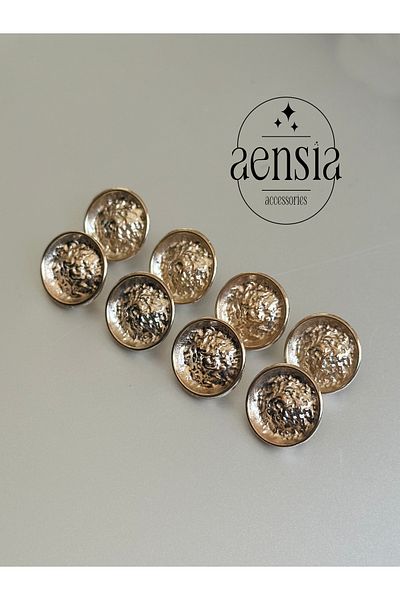 aensia Gold Color Wrinkled Crinkle Shirt Blouse - Metal Button, 8 Pack