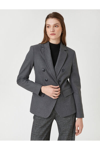 Koton Düğmeli Cep Detaylı Kruvaze Blazer Ceket