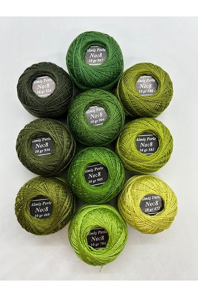 ALMİŞ Alış Perle Etamin-Cross Stitch 10-Piece Thread Set (10 Gr-No:8)