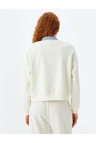 Koton Γυναικείο φούτερ 5wak10024pk Off White