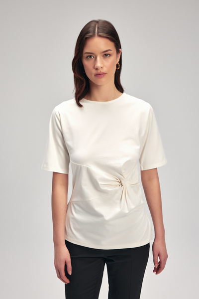 adL Kısa Kollu Büzgülü Tişört