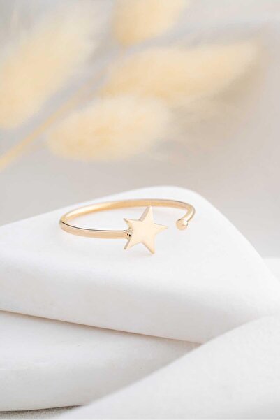 Bayar Gold 14 Ayar Altın Açık Tasarımlı Yıldız Yüzük