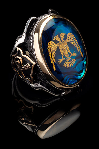 OTTOTESBİH Selçuklu Kartalı Yüzük Erkek Yüzük 925 Ayar Gümüş Yüzük