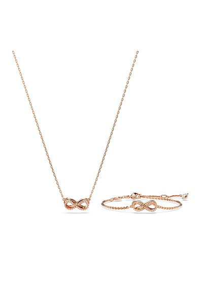 Swarovski Hyperbola Roségoudkleurige Ketting ve Kol Bandı Hediye Seti 5682483