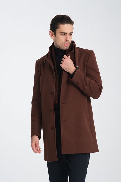 Frappoli Ανδρικό παλτό με χοντρή κοπή - Ριμπ γιακά, Standard Fit