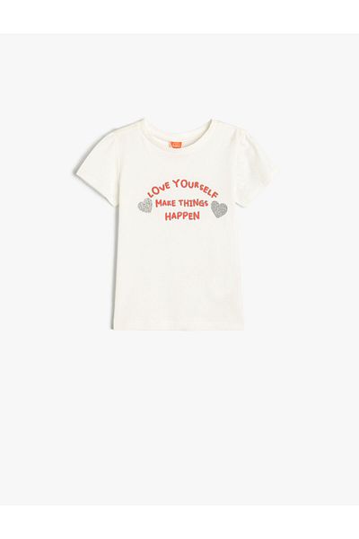 Koton T-Shirt Short Sleeve Crew Neck Slogan Printed Cotton