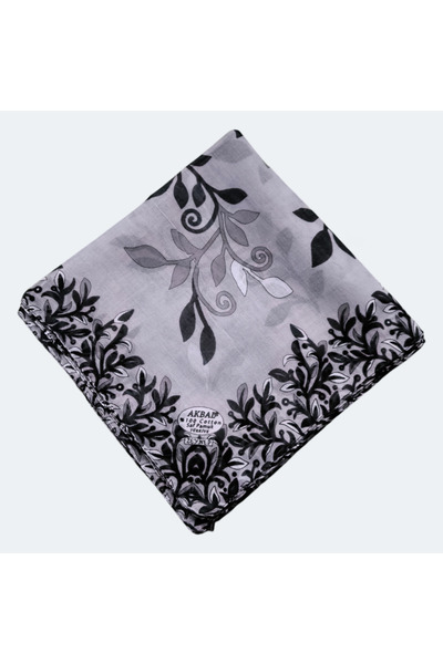 AKBAL فرع زيتون منقوش 100% قطن كتابة رمادي