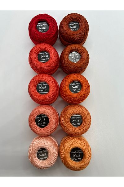 ALMİŞ Alış Perle Etamin-Cross Stitch 10-Piece Thread Set (10 Gr-No:8)