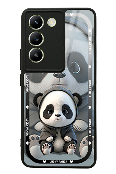 Spoyi Vivo V30 Lite White lucky panda Tasarımlı Glossy Telefon Kılıfı
