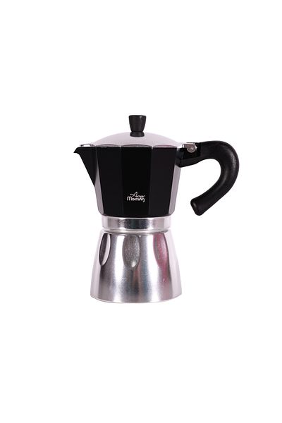 Any Morning Hes-6 schwarze Aluminium-Espresso-Kaffeemaschine – 240 ml Moka-Topf